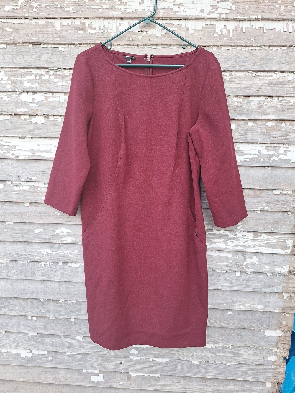 Talbots Long Sleeve Sheath Dress in Wine Size 14